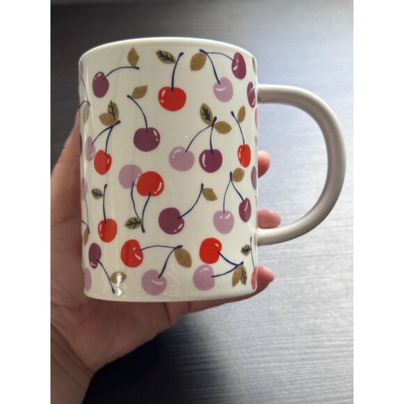 Room Essentials cherry print stoneware mug 16 oz, ceramic coffee cup, cute fruit - Picture 6 of 8